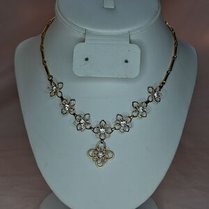 Vintage Choker Floral 3D Delicate Dantiy Pink Enamel Dangle Choker Bar Link